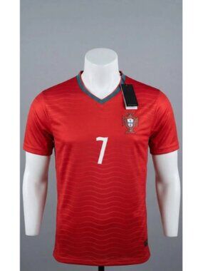 New Adult Portugal Cristiano Ronaldo #7 Black/Red Jersey